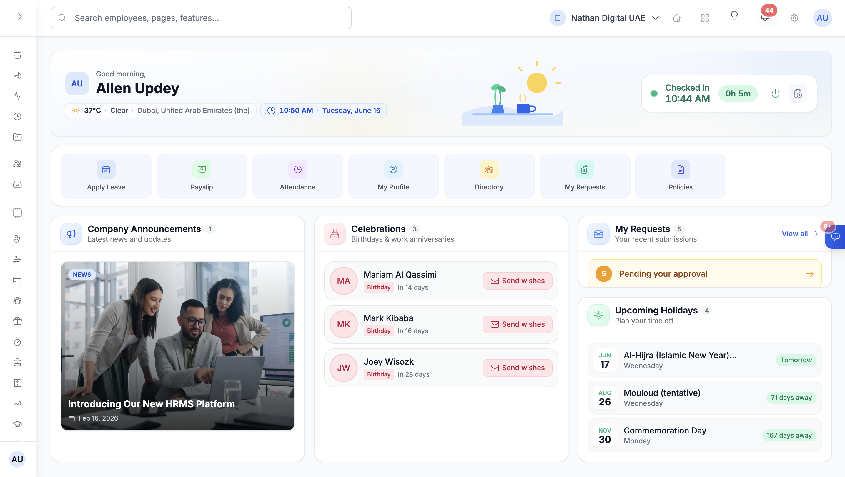 Nathan Digital — HR platform dashboard